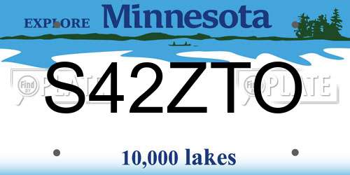 S42ZTO Minnesota License Plate
