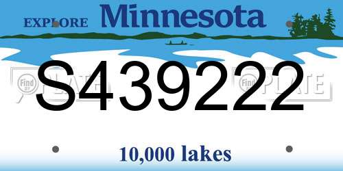 S439222 Minnesota License Plate