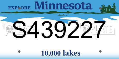 S439227 Minnesota License Plate