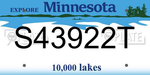 S43922T Minnesota License Plate