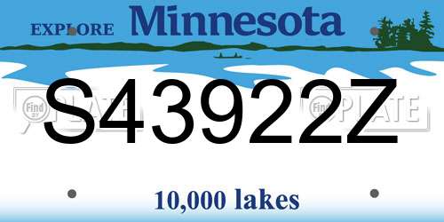 S43922Z Minnesota License Plate