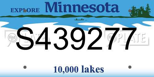 S439277 Minnesota License Plate