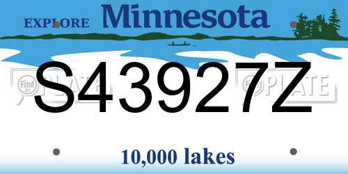 S43927Z Minnesota License Plate