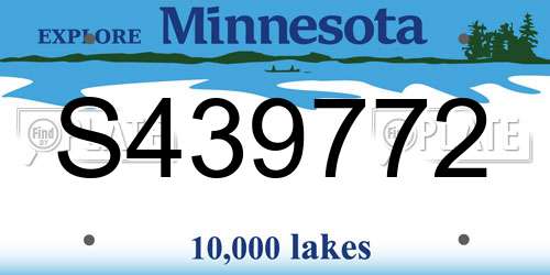 S439772 Minnesota License Plate