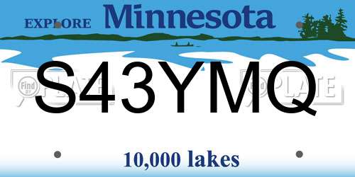 S43YMQ Minnesota License Plate
