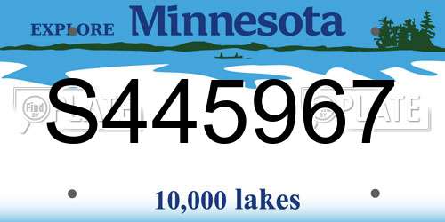 S445967 Minnesota License Plate