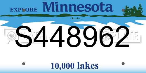 S448962 Minnesota License Plate