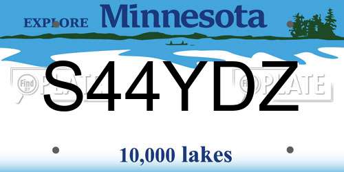 S44YDZ Minnesota License Plate