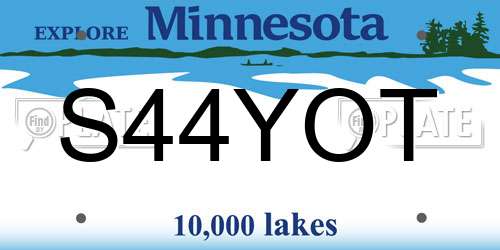 S44YOT Minnesota License Plate