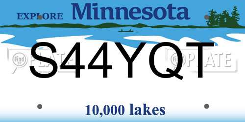 S44YQT Minnesota License Plate