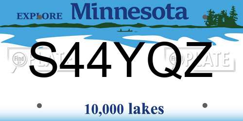 S44YQZ Minnesota License Plate