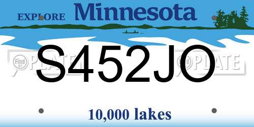 S452JO Minnesota License Plate
