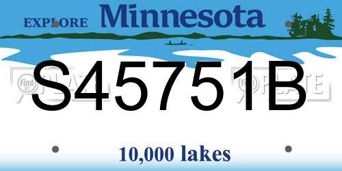 S45751B Minnesota License Plate