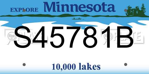 S45781B Minnesota License Plate