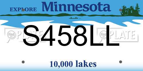 S458LL Minnesota License Plate