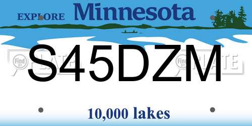 S45DZM Minnesota License Plate