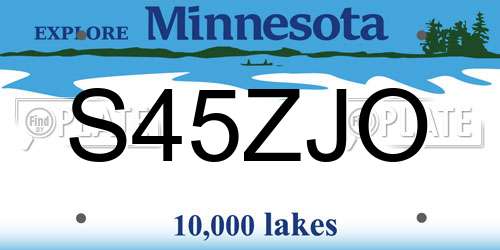 S45ZJO Minnesota License Plate