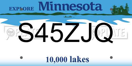 S45ZJQ Minnesota License Plate