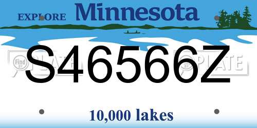 S46566Z Minnesota License Plate