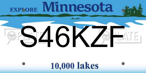 S46KZF Minnesota License Plate