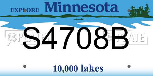 S4708B Minnesota License Plate