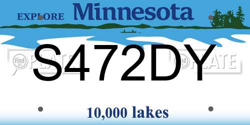 S472DY Minnesota License Plate