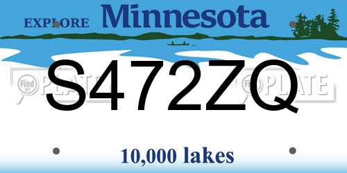 S472ZQ Minnesota License Plate