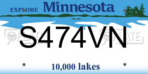 S474VN Minnesota License Plate
