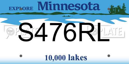 S476RL Minnesota License Plate