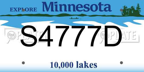 S4777D Minnesota License Plate
