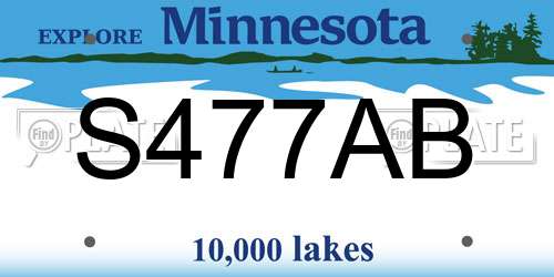 S477AB Minnesota License Plate