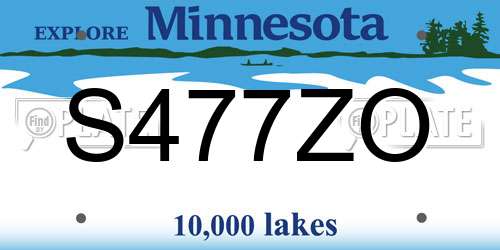 S477ZO Minnesota License Plate
