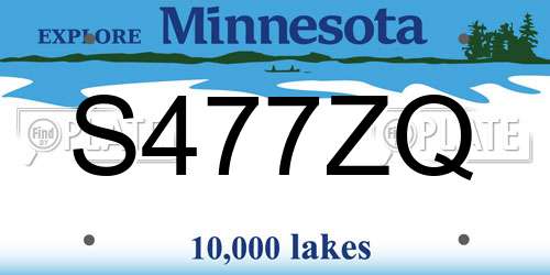 S477ZQ Minnesota License Plate