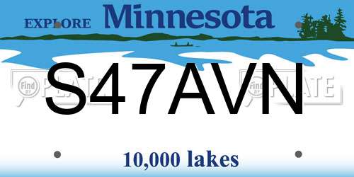 S47AVN Minnesota License Plate