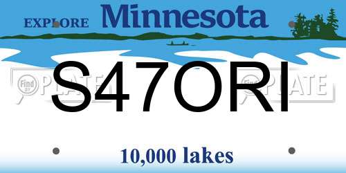 S47ORI Minnesota License Plate