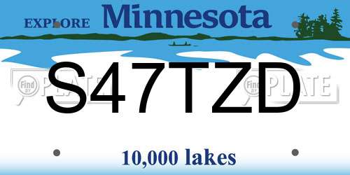 S47TZD Minnesota License Plate