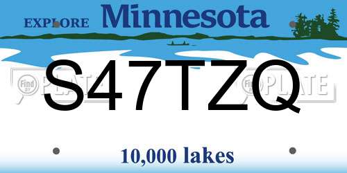 S47TZQ Minnesota License Plate