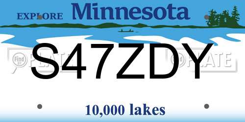 S47ZDY Minnesota License Plate