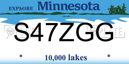 S47ZGG Minnesota License Plate