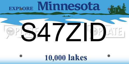 S47ZID Minnesota License Plate
