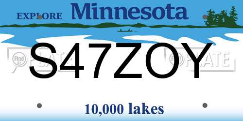 S47ZOY Minnesota License Plate