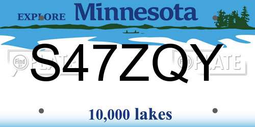 S47ZQY Minnesota License Plate