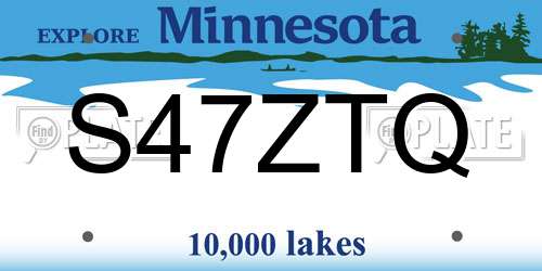 S47ZTQ Minnesota License Plate