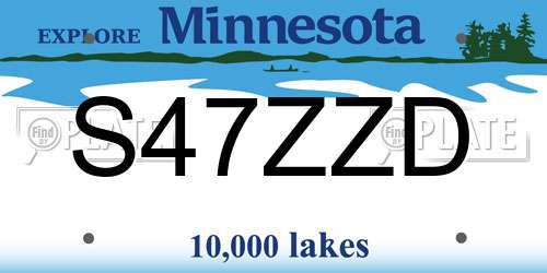 S47ZZD Minnesota License Plate