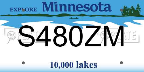 S480ZM Minnesota License Plate