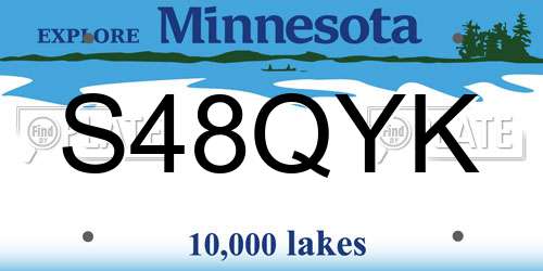 S48QYK Minnesota License Plate
