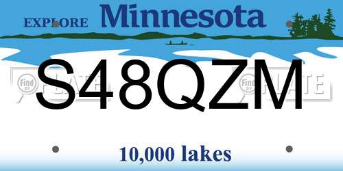 S48QZM Minnesota License Plate