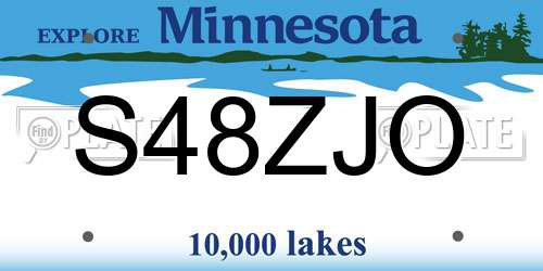 S48ZJO Minnesota License Plate