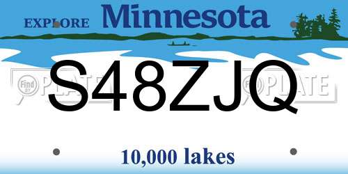 S48ZJQ Minnesota License Plate