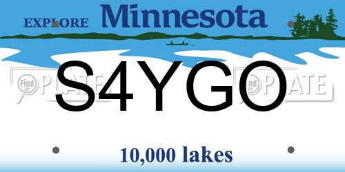 S4YGO Minnesota License Plate